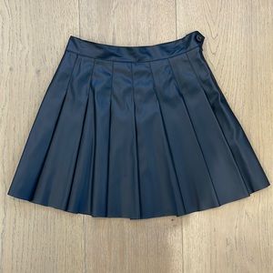 Pleaded Faux Leather Skirt